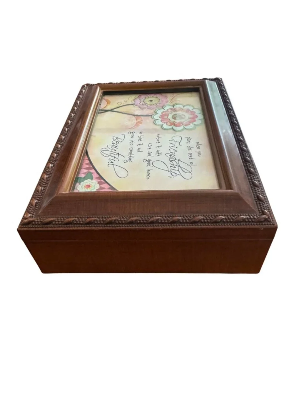Keepsake Music Box Photo Frame Black Velvet Lined Working Sankyo 8
